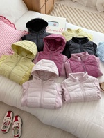 Veste chaude légère à capuche zippée en polyester matelassé patchwork pour enfants, col montant, collection 2026, pour les plus grands
