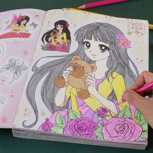 Jouets de dessin animé en 3D pour enfants, livres de coloriage éducatifs pour étudiants avec crayons, couverture en papier peignable, papeterie - Product Image 3
