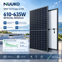 Module solaire bifacial de type N 610W-635W, panneau solaire monocristallin haute efficacité 1500V, 132 cellules pour projets commerciaux