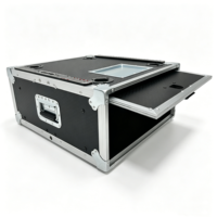 Boîtier de transport OEM 4U empilable pour montage en rack, avec 4 pieds en caoutchouc et rainures, pour amplificateur, avec portes coulissantes supérieures et verrous à emboîtement