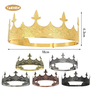 Corona da Re YACHEN in Metallo per Uomo, Tiara Antica Dorata per <span class=keywords><strong>Feste</strong></span> <span class=keywords><strong>a</strong></span> <span class=keywords><strong>Tema</strong></span> e <span class=keywords><strong>Accessori</strong></span> per Costumi - Product Image 2