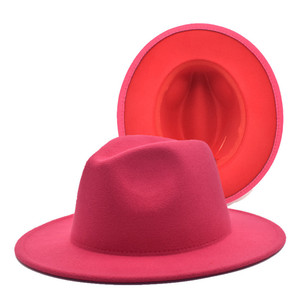 Nuevo símbolo de color de hermandad griega Popular Rosa verde azul amarillo ala ancha llano teñido Fedora lana fieltro <span class=keywords><strong>Jazz</strong></span> sombrero - Product Image 6