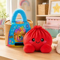 Peluche Mignonne en Forme de Boulette Anti-Stress, Jouet Doux à Presser avec Panier et Boîte Cadeau pour Enfants