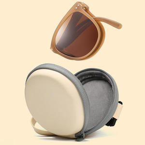 Estuche plegable redondo para gafas de sol, nuevo, al por mayor, económico y elegante, bolsa de almacenamiento para gafas con cremallera, sin reseñas. - Product Image 4