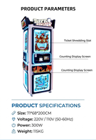Bornes d'arcade Funspace FECs avec écran tactile 7 pouces, 3 joueurs, accepteur de pièces et billets, terminal intelligent, machine de comptage et de déchiquetage de tickets