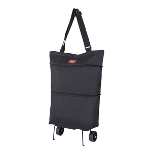 휴대용 접이식 백팩 쇼핑 경량 스트랩 슈퍼 마켓용 휠 수납 장바구니 트롤리 백 - Product Image 1