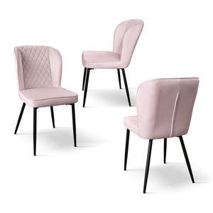 Ensemble de 4 chaises Simona en velours rose avec pieds en métal pour salle à manger intérieure - Product Image 2
