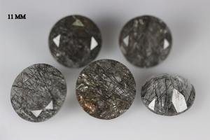 Pierres précieuses en rutile noir naturel, facettées, rondes, taille brillante, calibrées, pour la fabrication de bijoux, origine indienne - Product Image 2
