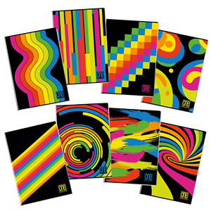 Carnet de notes MAXI noir et fluo, 20+1 feuilles quadrillées assorties, couleur unie - Product Image 1