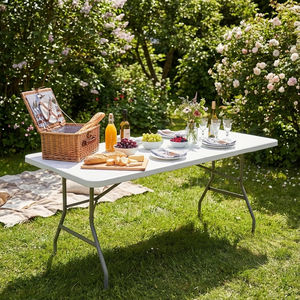 Tavolo Pieghevole Portatile di Alta Qualità Personalizzato da Fabbrica a Cavalletto per Eventi Feste Picnic Matrimoni da Esterno in Plastica da Campeggio - Product Image 6