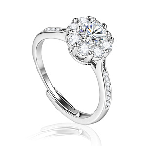 Diamond <b>Ring</b> Round Brilliant Cut Women's Engagement Jewelry Adjustable <b>Opening</b> Geometric Design - Product Image 3