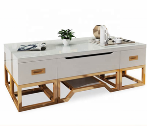 Modern High Gloss Coffee Tea <strong>Table</strong> Tv Stand Set with Hidden Seat Stool <strong>Centre</strong> Tea <strong>Table</strong> and Tv Cabinet Combination - Product Image 4