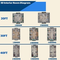 Casa Modular de Lujo con Baño y Cocina, Estructura de Acero, 20FT/30FT/40FT, Expandible por Dos Lados, para Uso en Villas, Hoteles y Camping