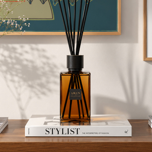 Aikun Large Capacity 2200ml Amber Glass <b>Reed</b> <b>Diffuser</b> Set <b>for</b> Hotel Lobby Home Fragrance Gift Box Wholesale Long Lasting Aroma - Product Image 2