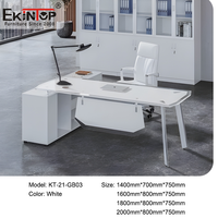 Bureau de direction moderne de luxe de haute qualité, design d'usine chinoise Ekintop, mobilier de bureau, table de bureau latérale moderne en verre blanc