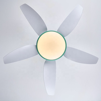 Ventilateur de plafond moderne vert menthe avec lumière LED ronde intégrée et télécommande, lampe de ventilateur de plafond réversible pour chambre d'enfant