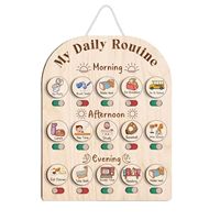 Tabla de Rutinas Escolares para Niños, Horario Visual de Madera, Tablero de Responsabilidades Diarias, Organizador de Tareas Deslizante, CE EN71, Fábrica OEM