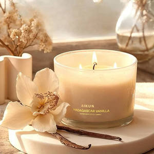 Vela aromática AIKUN en frasco de vidrio reutilizable de pared gruesa, vela perfumada de cera para uso en spa, suministro al por mayor para el hogar y la oficina - Product Image 3