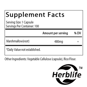 OEM/ODM Venta caliente cápsulas de raíz de malvavisco 480 mg-Soporte de hierbas raíz de malvavisco-Alto en fibra soluble de mucílago, Vegano - Product Image 2