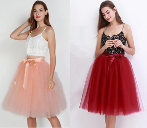 Ecowalson Jupe en tulle à 6 couches de 65 cm, jupe plissée tutu pour femmes, <span class=keywords><strong>jupon</strong></span> Lolita, demoiselles <span class=keywords><strong>d</strong></span>'<span class=keywords><strong>honneur</strong></span>, jupe mi-longue pour fête, mini-jupe - Product Image 2