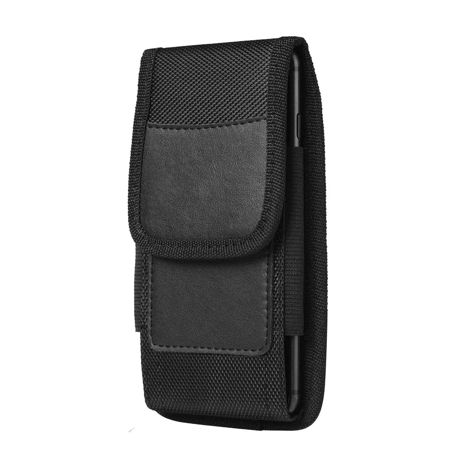 Pour iPhone 14 Vertical MAX étui en cuir carte insérée denim nylon tissu taille sac Oxford tissu téléphone portable sac