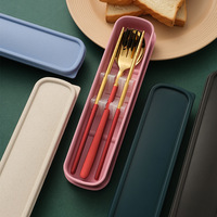 Cuillère Coréenne Fourchette Baguettes Camping Couverts En Acier Inoxydable Argenterie Portable Couverts Ensembles Voyage Couverts Ensemble Avec Étui