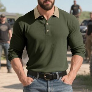 <span class=keywords><strong>Polo</strong></span> a maniche lunghe con risvolto stile americano, casual, in maglia, colori assortiti - Product Image 2