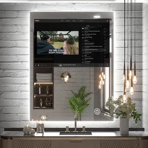Factory 24*36/28*36 pollici Hotel Dressing led smart tv specchio in vetro con scudo per bagno Android smart mirror tv