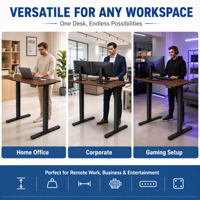 Nouveau bureau d'ordinateur ergonomique en métal laqué moderne, mobilier de bureau, bureau de gaming à double moteur, bureau assis-debout électrique réglable robuste