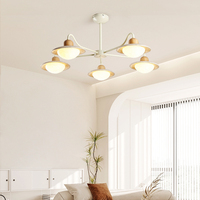 Lustre de chambre en fer jaune style rétro, avec éclairage LED tricolore, facile à installer, semi-suspendu, couleur crème