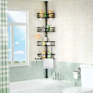 Organizador de Baño Resistente a la Oxidación, Extensible, Sin Taladros, Estantes de Ducha de Piso a Techo con Jabonera - Product Image 4