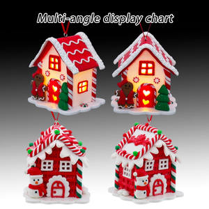 Arbre de Noël fait à la main pain d'épice Led décoration de maison avec bonhomme de neige et cannes de bonbon et arbre à <span class=keywords><strong>sucre</strong></span> suspendu ornement de cadeau de fête - Product Image 5