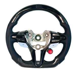 Volante Deportivo de Fibra de Carbono Negra con Soporte para Pantalla LED para Hyundai Elantra <span class=keywords><strong>N</strong></span> I30N I20N Kona <span class=keywords><strong>N</strong></span> 2019-2025 - Product Image 1