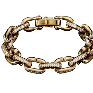 Gold Plated <b>Silver</b> Tennis <b>Bracelet</b> Link <b>Bangle</b> Micro Insert Diamond Freshwater Pearl Hip Hop Jewelry Men's Gift Orelia Luxe - Product Image 5