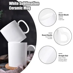 Белая фарфоровая кофейная керамическая кружка для сублимации, пустая чашка, рекламный подарок, 11 унций