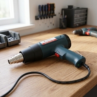 Pistolet thermique numérique KAFUWELL RQ0001 1600W avec affichage numérique, température réglable de 100 à 590 °C ℃   Pistolet à air chaud électrique à vitesse variable avec 3 niveaux de chaleur
