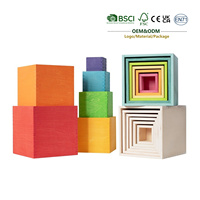 Juguetes Montessori JET, Bloques de Arcoíris, Juguetes Apilables, Almacenamiento, Reconocimiento de Colores y Clasificación, Bloques de Madera, Juguetes Educativos