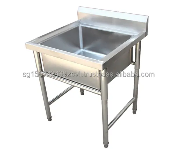 Customized 201/304 Stainless Steel Kitchen Appliance Kitchen Sink Food Processing Table With Sink Single Bowl