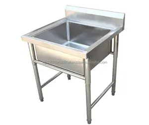 Customized 201 304 Stainless Steel Kitchen Appliance Inox Kitchen Sink Food Processing Table With Sink Single Bowl