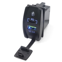 Chargeur de voiture de style interrupteur à bascule PD QC3.0 Prise de ports USB, prise de courant à charge rapide 12V avec couvercle étanche pour bateau RV voiture