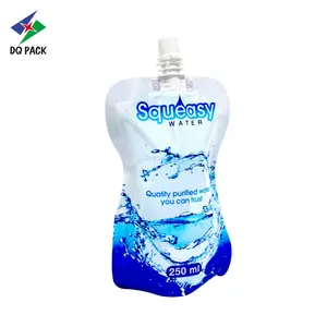 Customized Printing Plastic 250ml Drinking Mineral Water Packaging Bag Pouch With Spout Mylar Bag