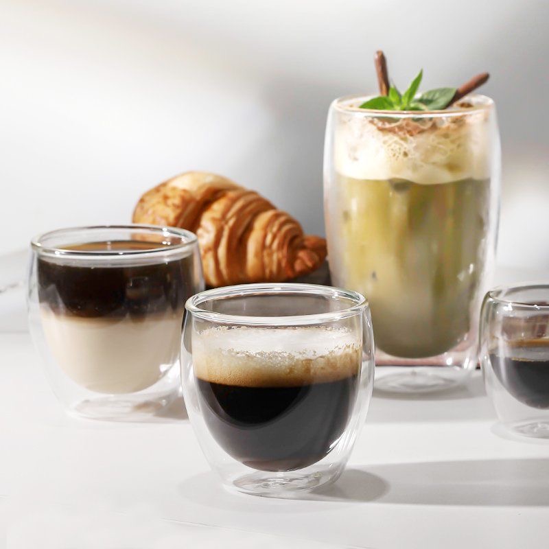 350ml 12oz double wall glass cup borosilicate drinking glass cup.