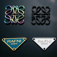Écusson personnalisé en métal plaqué, logo lettre creuse, or, argent, noir, alliage de zinc, pour vêtements, jeans, vestes, marque OEM