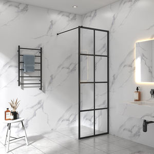 <span class=keywords><strong>Puerta</strong></span> de <span class=keywords><strong>ducha</strong></span> moderna personalizada con marco negro Pantalla de vidrio ajustable de 6mm-8mm Marco de aluminio negro personalizable - Product Image 5