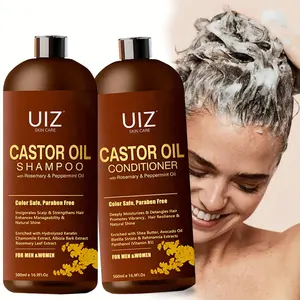 Custom Logo Organic Jamaican Black Castor Oil Strengthen Hair Shampoo And Conditioner Anti Hair Loss Sulfate Free Shampoo Set