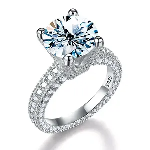 Luxury GRA Certificate Brilliant VVS 5ct Halo Classic Round Shape moissanite Engagement rings 925 sterling silver for women Men