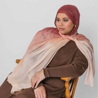 Écharpe Hijab Turque en Modal Ombré Léger à Double Couture de Haute Qualité, en Rayonne Tissée, Bicolore – Grande Vente
