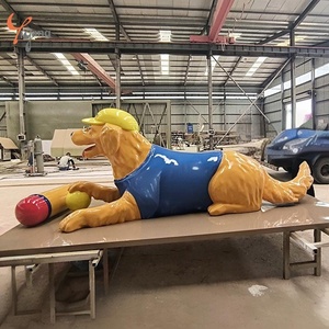 Estatua de fibra de vidrio de resina de diseño personalizado, escultura de perro Golden Retriever para decoración del hogar, estatua de animal pintado - Product Image 1