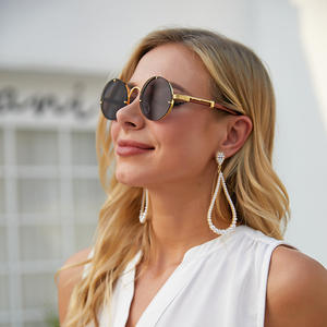 Gafas de Sol FRIENDS, Nuevo Modelo para Hombre, Metal con Acabado Madera, Forma de Cuerno de Búfalo, Ovaladas Pequeñas y Redondas, Gafas de Sol Modernas <span class=keywords><strong>2021</strong></span> - Product Image 6