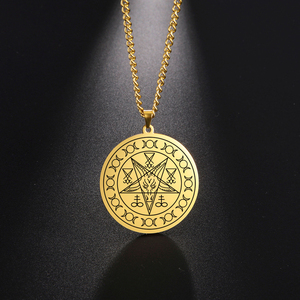 Myshape satánico Baphomet colgante collar Sigil de Lucifer Satan cabeza de cabra demonio collar joyería de acero inoxidable - Product Image 5